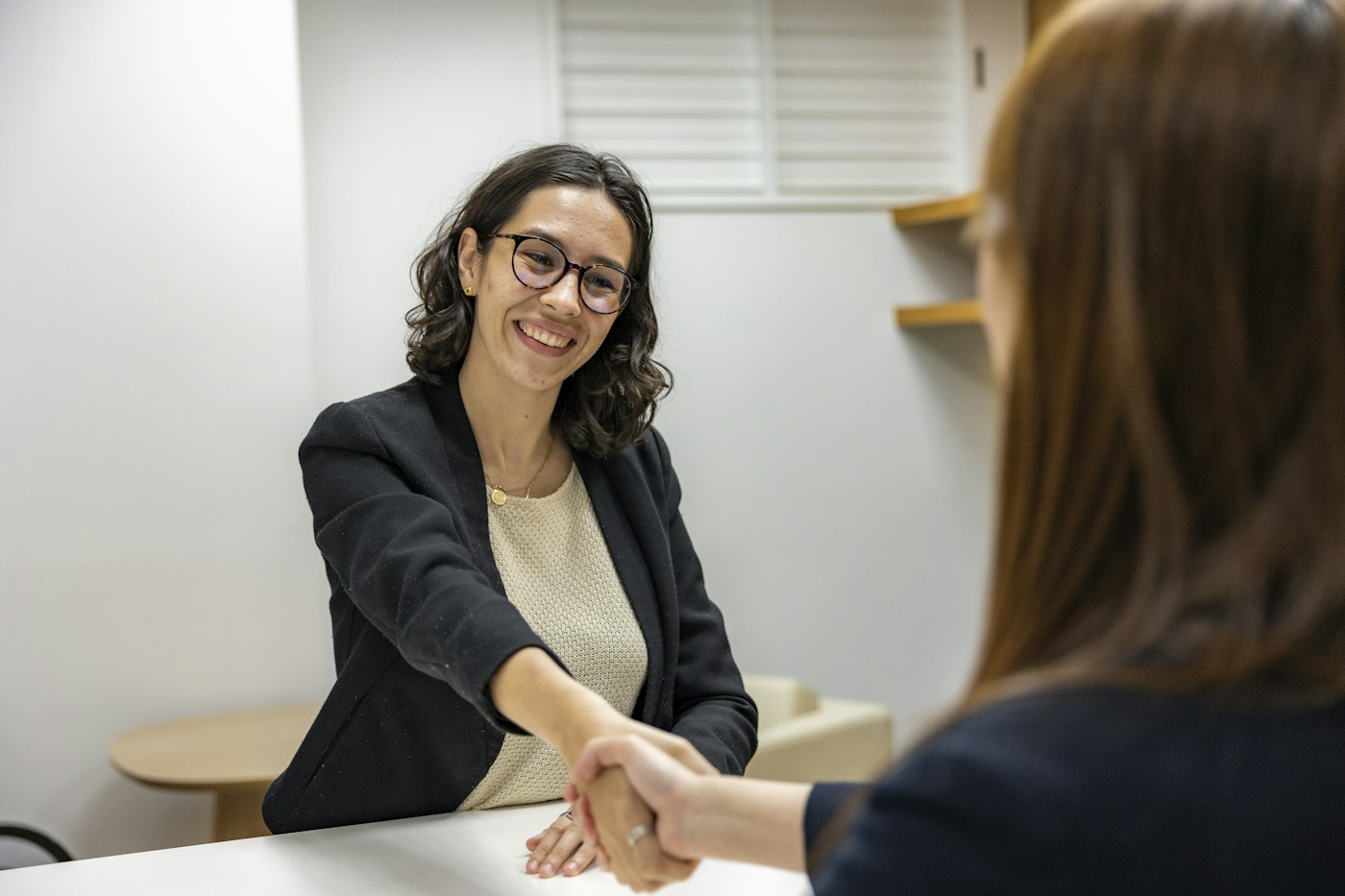 Candidate shaking hands after an interview